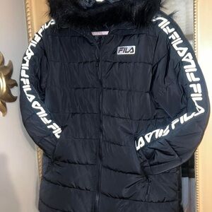 Fila Black Puffer Jacket with Logo